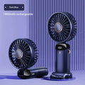 Ventilador de Pescoço Portátil com 5 Velocidades Recarregável via USB com Suporte para Telefone e Tela de Exibição 1800mAh