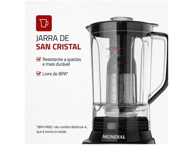 Liquidificador Turbo Mondial L-1100 BI - 220V Inox