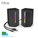 Caixa de Som Gamer FIFINE com Som Surround Estéreo, USB RGB com Controle de Volume para PC, Notebook, PS4/5, TV - Ampligame A20