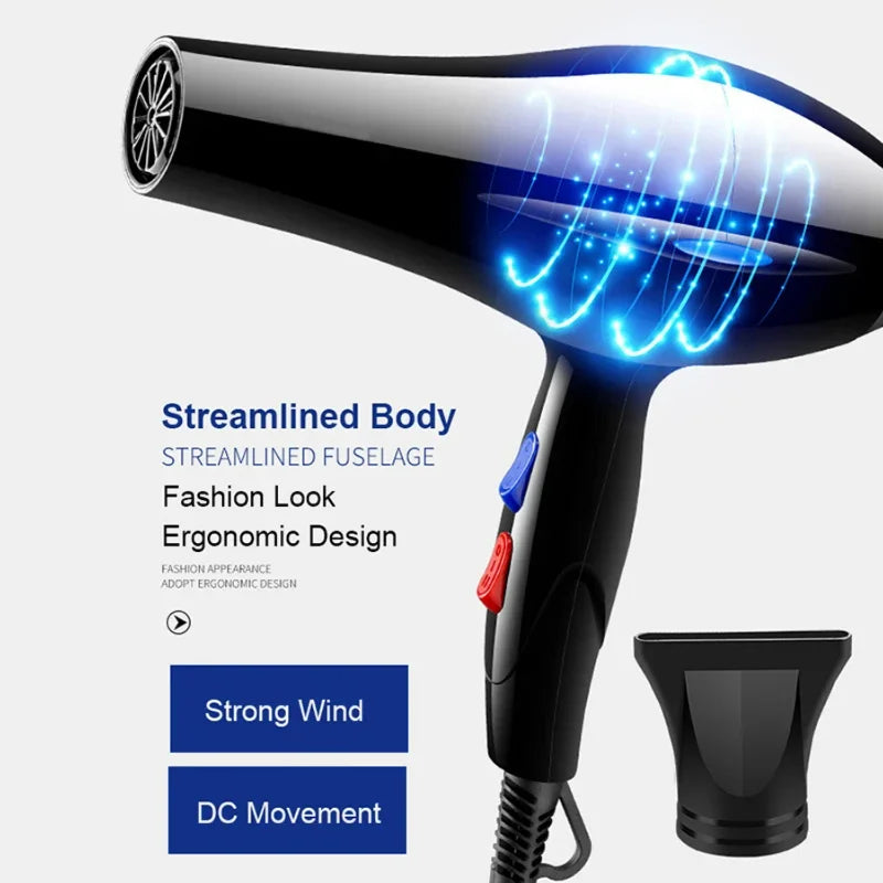 Secador de Cabelo 2200W Profissional Potente Aquecimento Rápido Ajuste Quente e Frio Secador de Ar Iônico com Coletor de Ar