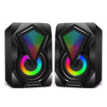 Caixa de Som Estéreo Surround com Luzes RGB  Para Desktop, Laptop e PC – Subwoofer USB Alimentado