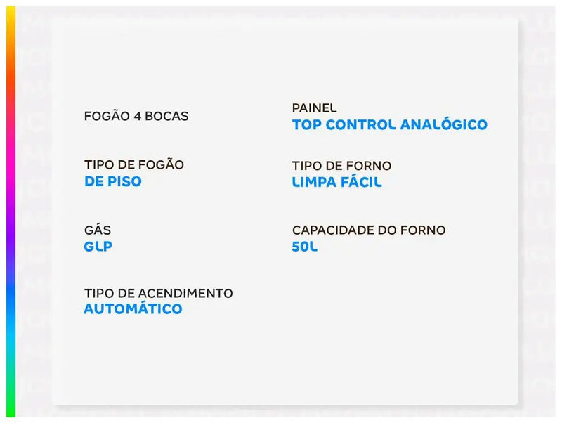 Fogão Esmaltec 4 Bocas Preto com Mesa de Vidro Ideal Top Glass - Bivolt