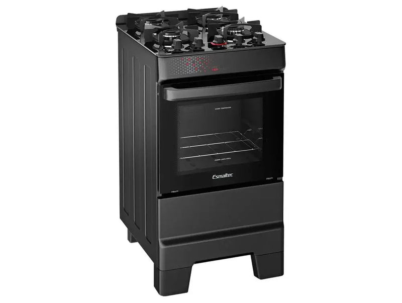 Fogão Esmaltec 4 Bocas Preto com Mesa de Vidro Ideal Top Glass - Bivolt