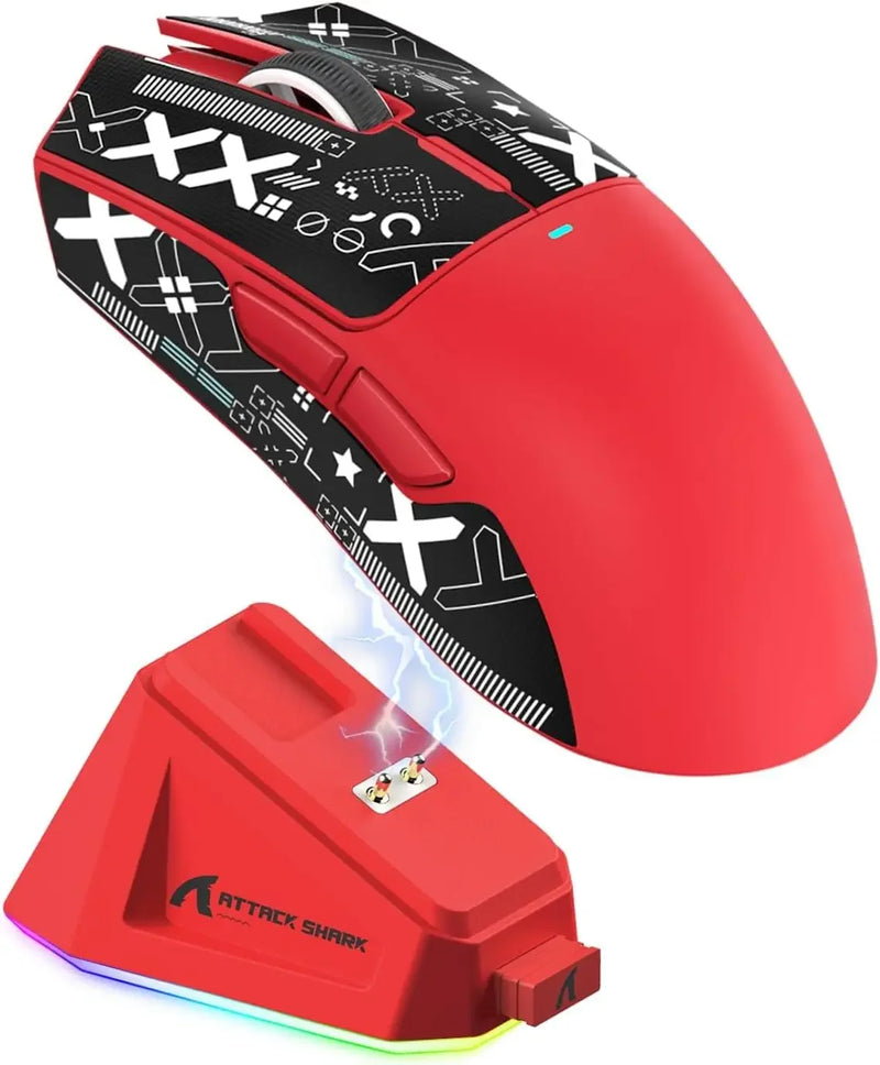 Mouse Gamer sem Fio ATTACK SHARK X11 PixArt PAW3311, com três modos, base de carregamento, sensor para jogos, Bluetooth / 2.4G
