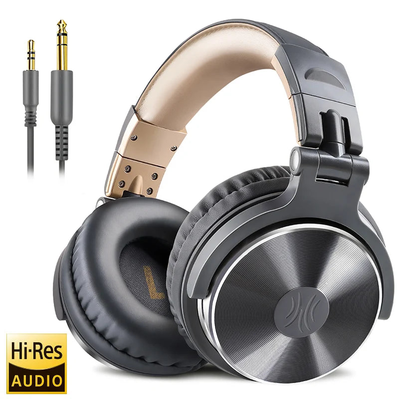 Oneodio Pro 10 Fones de Ouvido com Fio Fone de Ouvido Hi-Res Áudio com Fio Headset Estéreo Profissional DJ com Microfone Over Ear Fone de Estúdio