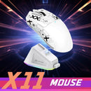 Mouse Gamer sem Fio ATTACK SHARK X11 PixArt PAW3311, com três modos, base de carregamento, sensor para jogos, Bluetooth / 2.4G