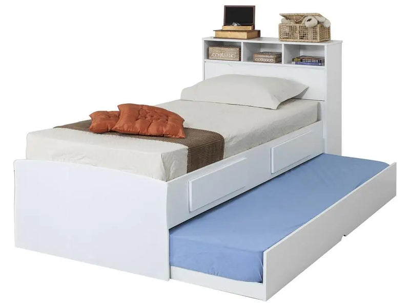 Cama Solteiro com Baú 2 Gavetas Cama Auxiliar