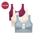 Kit com 3 Itens – Sutiã Sem Costura, Top Esportivo Push-Up, Lingerie Feminina, Poliéster, Respirável e Confortável