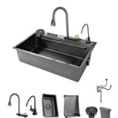 Pia de Cozinha Elegante em Aço Inoxidável com Torneira de Água Quente/Fria – Cubo Único Espaçoso (75x45x20 cm) – Ideal para Preparos Culinários