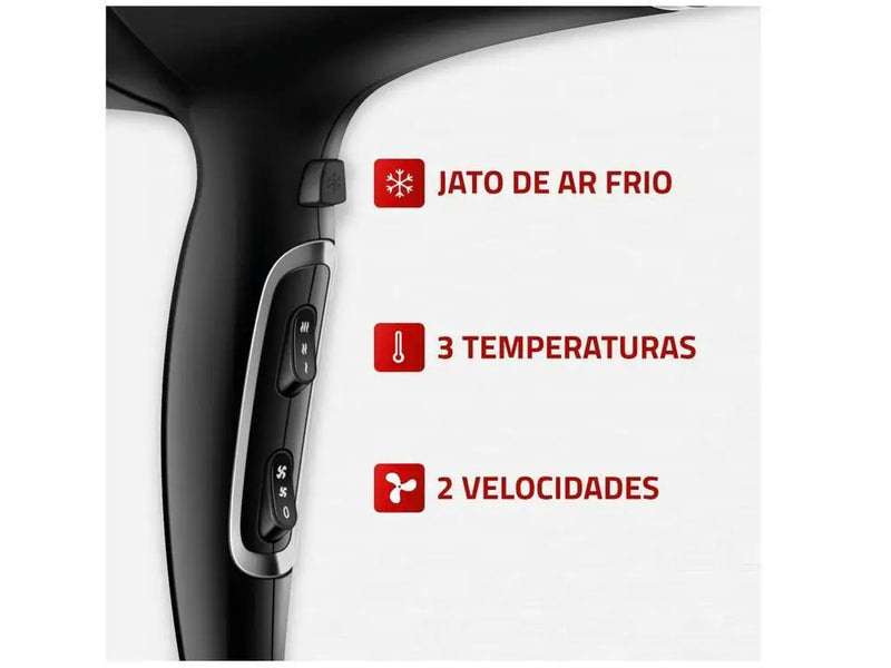 Mondial Secador de Cabelo Preto com Íon de Turmalina 220V