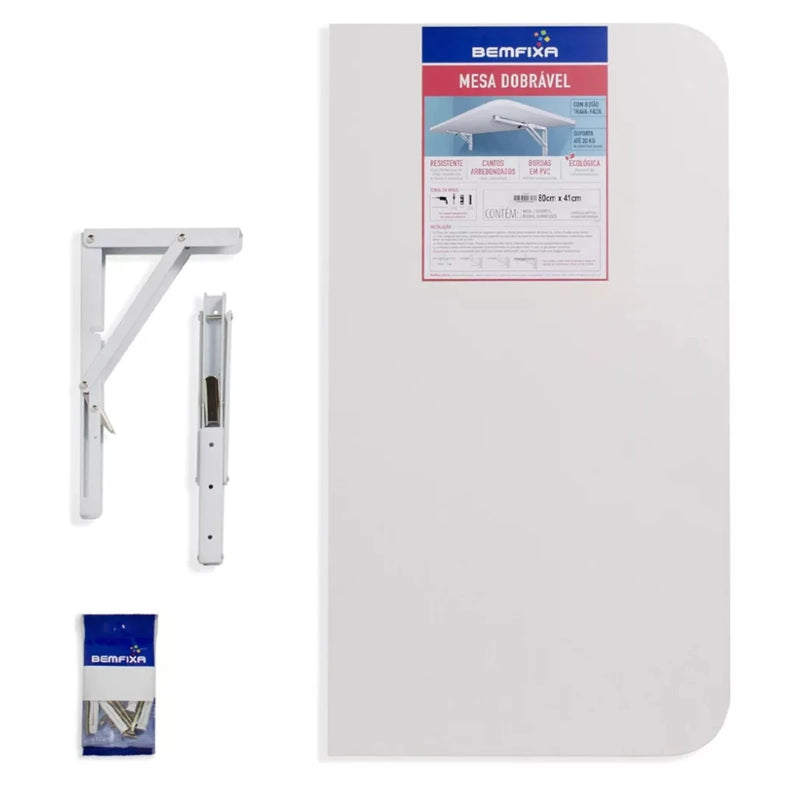 Mesa de Parede Dobrável Bemfix Branca 100x41cm em MDP