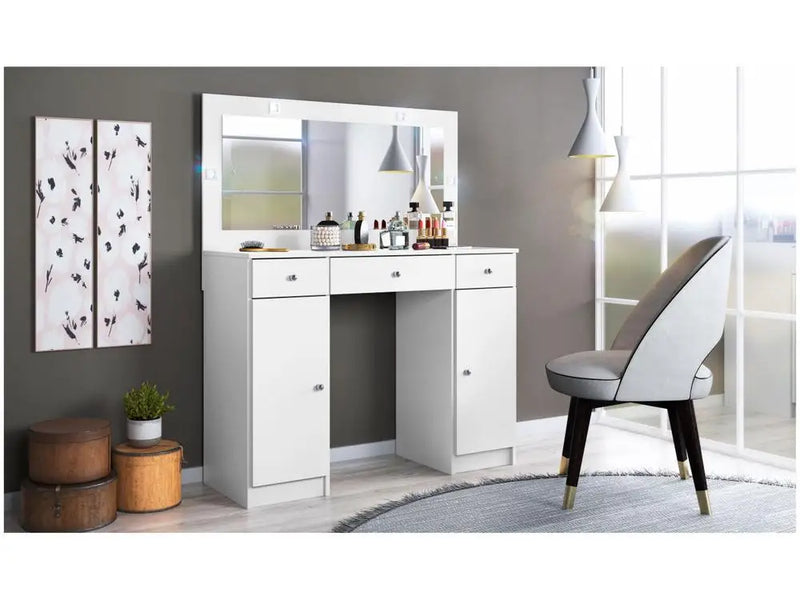 Penteadeira para Closet com Espelho e LED 3 Portas Demóbile Carisma 2 Portas com Gavetas