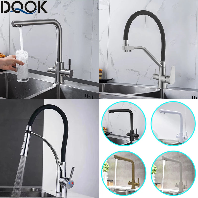 Torneira de Cozinha Preta com Filtro – Misturador de Água com Purificação para Cozinha, Água Potável Filtrada