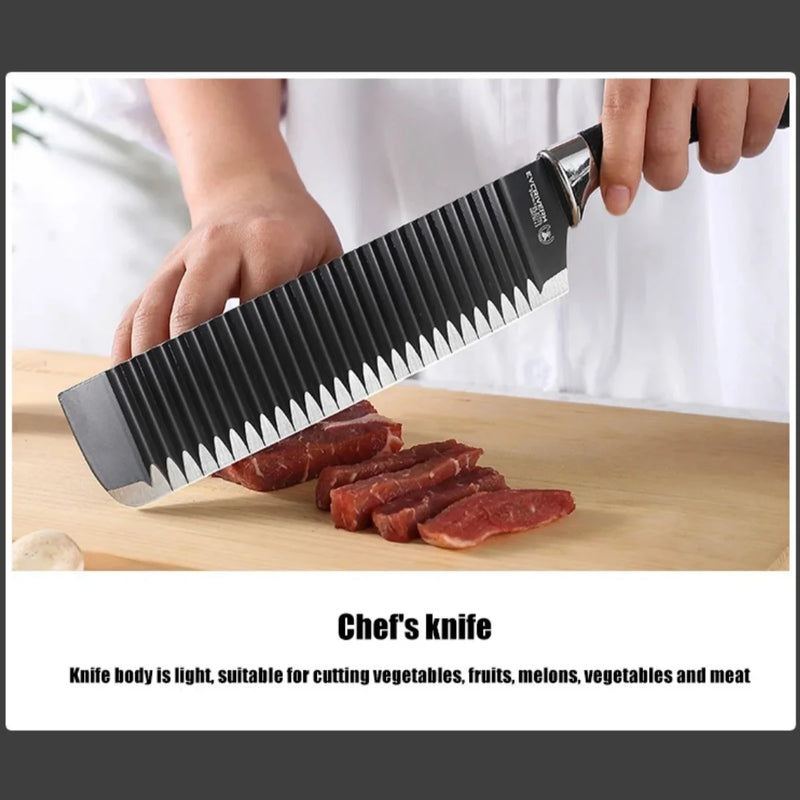 Conjunto de Ferramentas 6 Peças Brasil – Facas Black Wave em Aço Inoxidável: Faca de Chef, Faca para Frutas