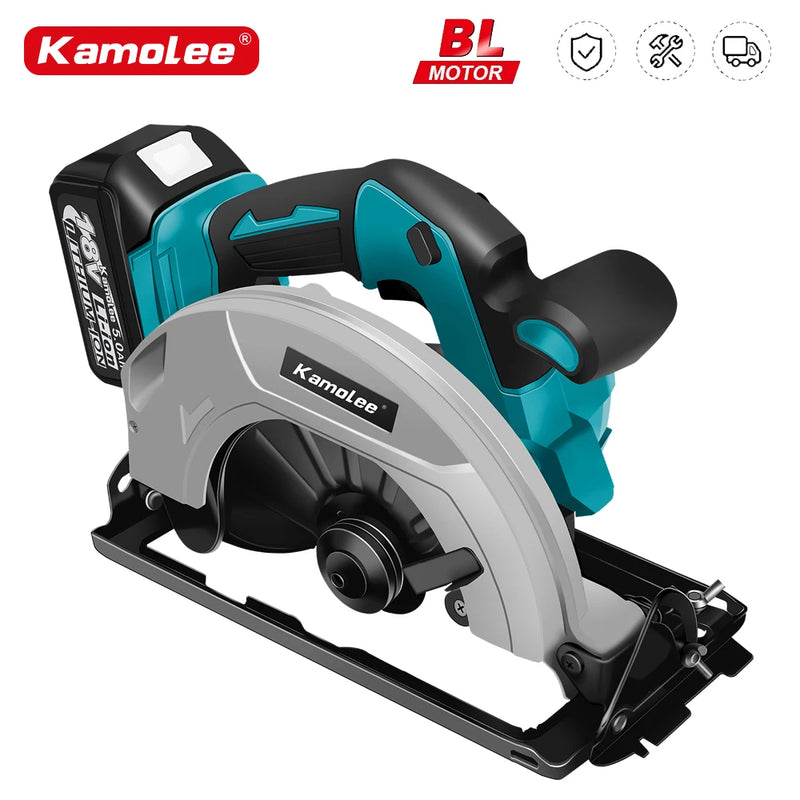 Serra Circular Elétrica Kamolee – 7 polegadas  21V / 6.0Ah / 6000mAh – Para Uso Doméstico e DIY Compatível com baterias de 18V e 21V