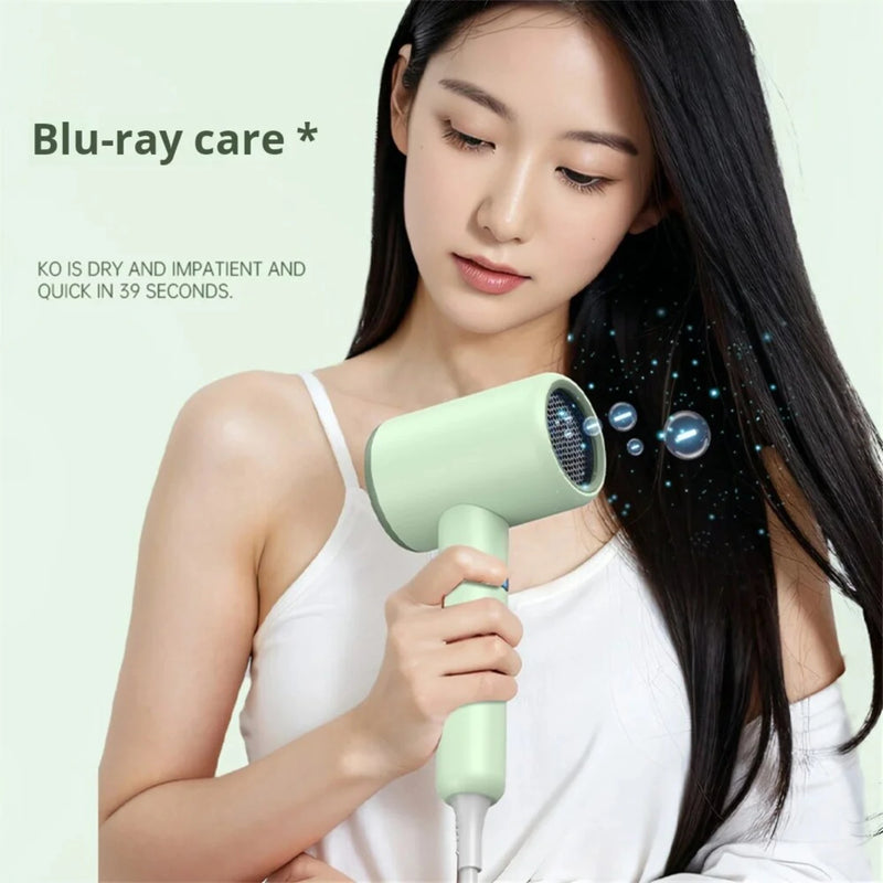 Secador de Cabelo Profissional Luz Azul Cuidado Capilar Secador com Ar Quente e Frio Escova de Ar