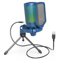 Microfone Gamer FIFINE A6V USB com RGB – Microfone Condensador para PC, Streaming, com Pop Filter, Suporte Anti-Vibração, Controle de Ganho, Plug & Play