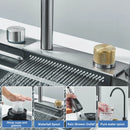 Pia de Cozinha em Aço Inoxidável 304 Cascata, Cuba Única Grande com Amplo Compartimento, Instalação Sobre o Balcão, com Suporte para Copos