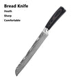 Conjunto de Facas de Chef 1 a 10 Peças – Facas de Cozinha com Padrão Laser Damascus, Faca Japonesa Santoku Afiada, Cutelo, Fatiadora e Utilitária
