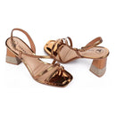 Sandália Feminina Tanara Villagio Metalizada com Salto Brilhante