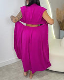 Vestido Casual Feminino 2025 – Primavera/Verão  Maxi Dress Longo com Recorte, Botões, Cintura Elástica e Versátil para Ocasiões