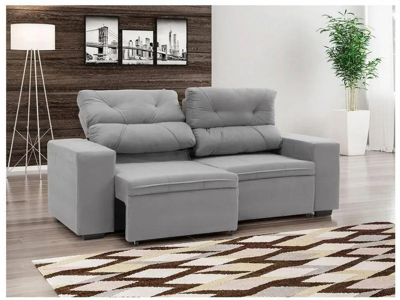 Sofá Reclinável Retrátil 3 Lugares em Suede