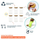 Set of 6 Glass Airtight Pots Bamboo Lid-250 Ml Oikos