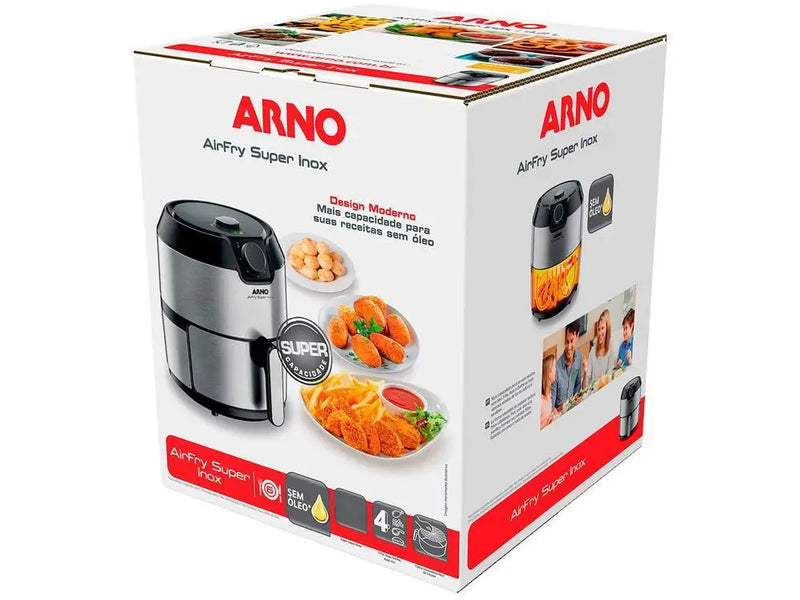 Air Fryer Arno - Airfry Super BFRY Preto e Aço Inox 4.2L com Timer - 110V Fritadeira Elétrica sem Óleo