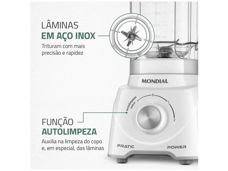 Liquidificador Mondial Pratic Power L-97-W 2 Velocidades + Pulsar 550W Branco - 220V