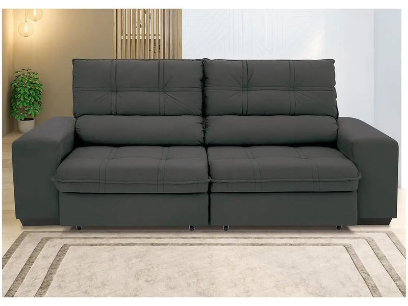Sofá Reclinável Retrátil 4 Lugares em Suede Brunello Linoforte