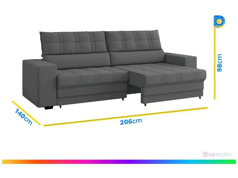 Sofá Reclinável Retrátil 3 Lugares em Veludo Medellín Besthouse