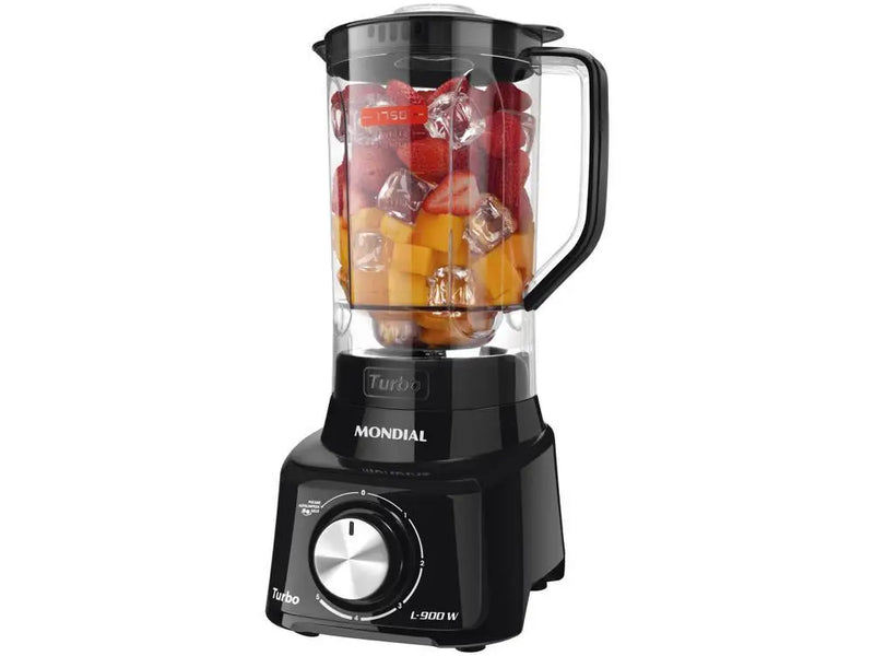 Liquidificador Turbo Mondial L-900 FB com 5 Velocidades e Filtro 900W Preto - 220V