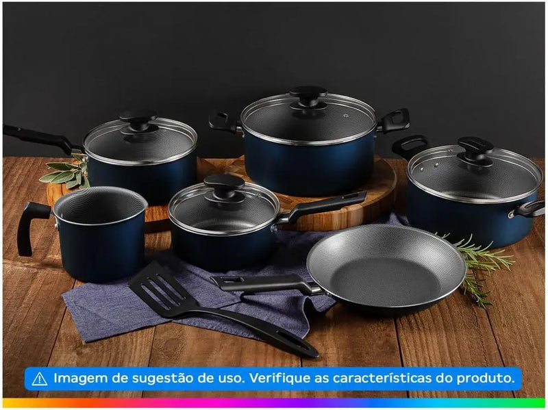 Conjunto de Panelas Tramontina Antiaderente em Alumínio Azul Ravenna 7 Peças