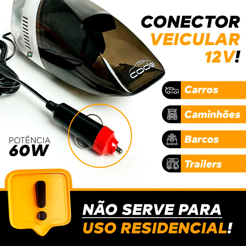Aspirador de Pó Portátil Automotivo – 12V / 60W  Para Limpeza Manual de Pó e Pequenos Detritos