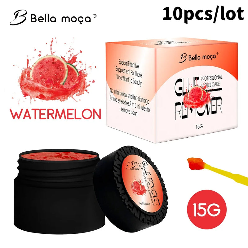 Bella Moça 10 Peças Removedor de Cola para Cílios 15g Removedor de Adesivo Cremoso com Sabor de Fruta Para Extensão de Cílios e Maquiagem Envio do Brasil