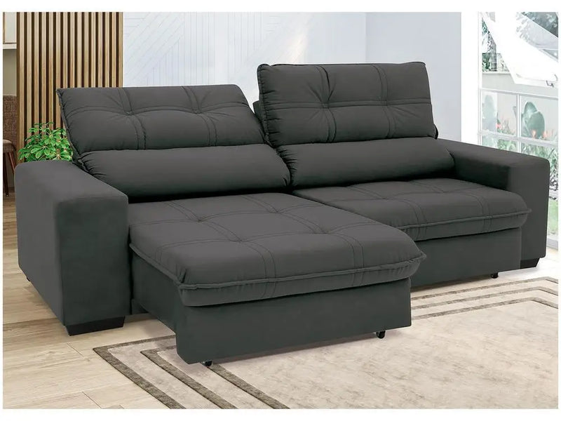 Sofá Reclinável Retrátil 4 Lugares em Suede Brunello Linoforte
