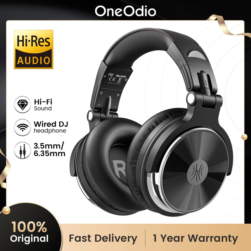 Oneodio Pro 10 Fones de Ouvido com Fio Fone de Ouvido Hi-Res Áudio com Fio Headset Estéreo Profissional DJ com Microfone Over Ear Fone de Estúdio