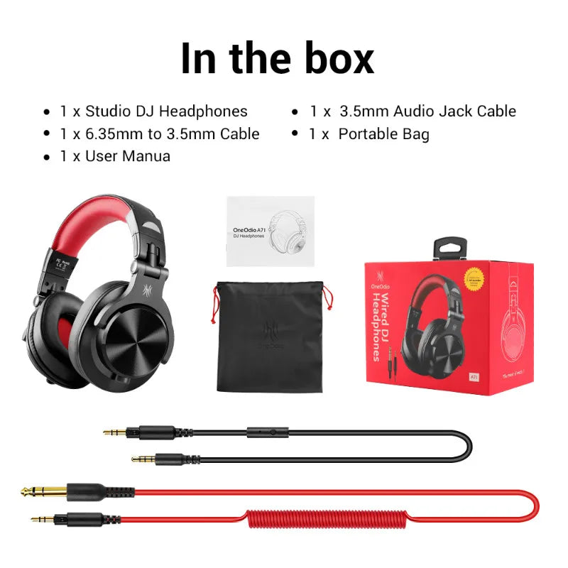 Fone de Ouvido Oneodio A71 Over Ear com Fio e Microfone Fones de Estúdio DJ Profissionais Monitoramento, Gravação e Mixagem Headset para Gaming
