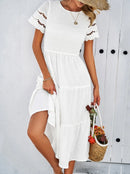 Vestido Elegante Feminino – Decote Vazado, Modelo A-Line, Temperamento, Casual, Verão, Nova Moda