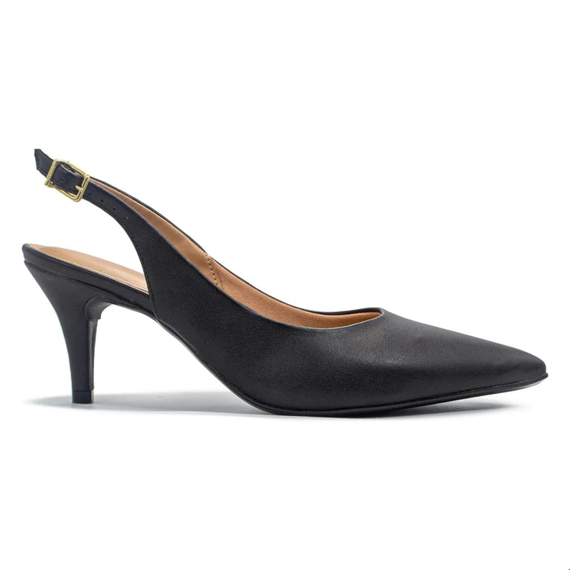 Scarpin Vizzano Aberto Atrás Salto Baixo Médio Fino 7cm