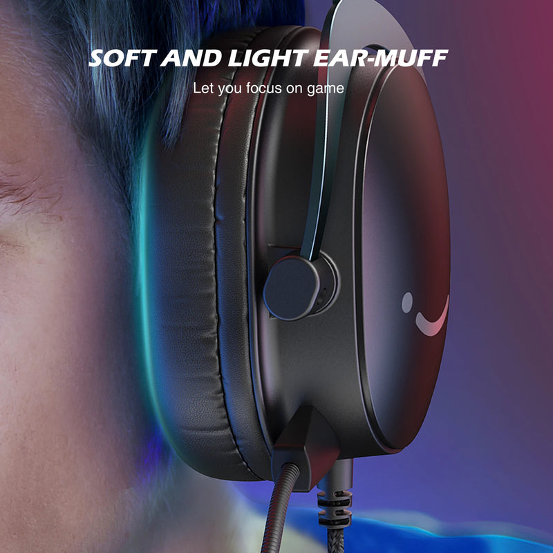 Headset Gamer FIFINE H9 com Som Surround 7.1, Controle de Volume e Interruptor de Mudo, Interface 3,5 mm ou USB para PC/Mac/PS4/PS5/Xbox