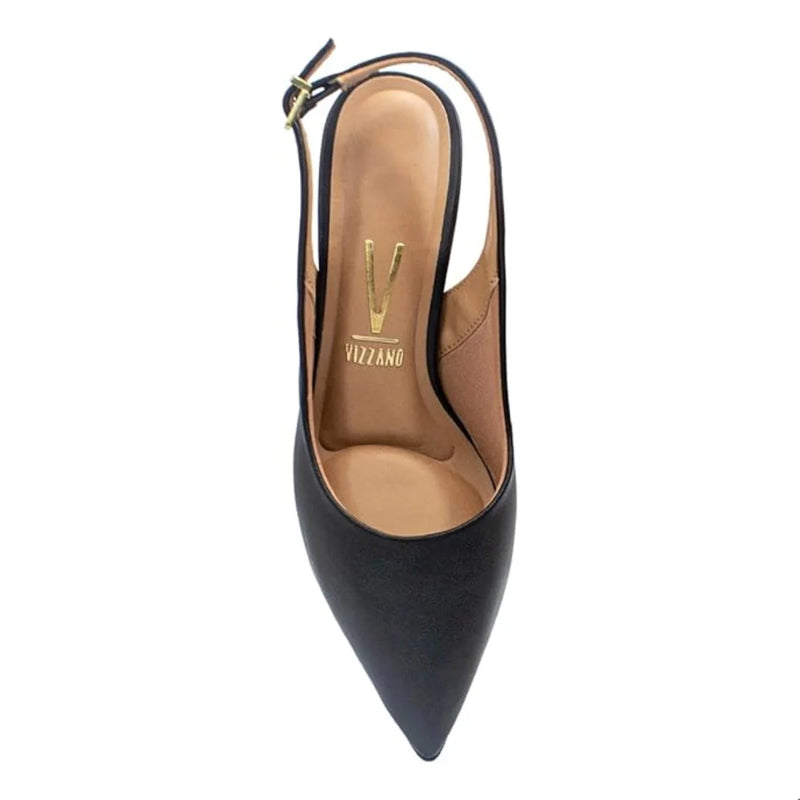 Scarpin Vizzano Aberto Atrás Salto Baixo Médio Fino 7cm
