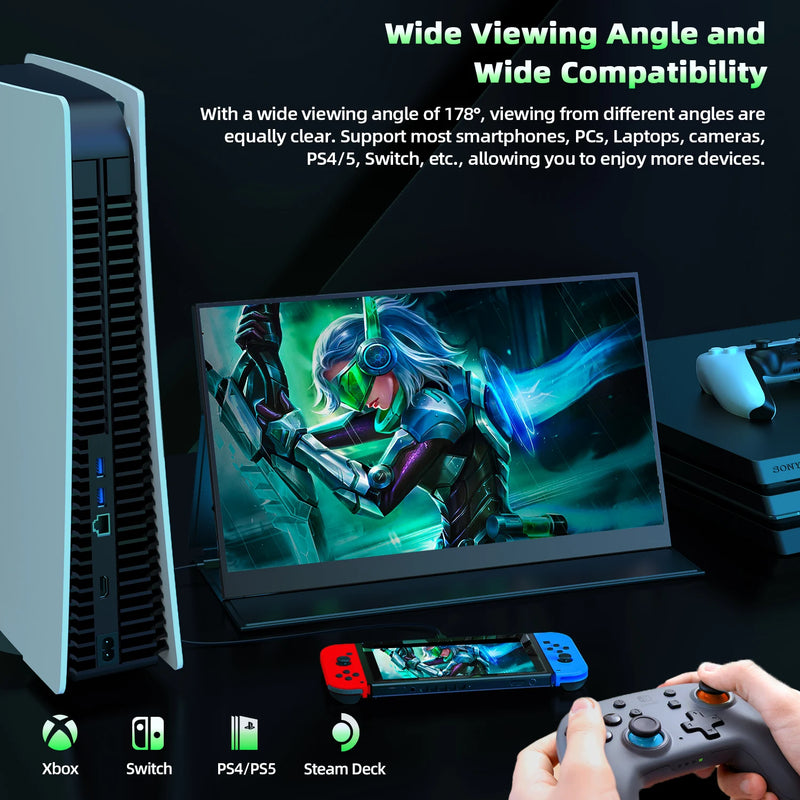 Monitor Gamer Portátil Cdisplay 17,3" 240Hz – Full HD 1080p, 100% sRGB, IPS, AMD FreeSync