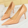 Scarpin Feminino BIGTREE em Couro Verniz Salto Alto Bico Fino para Festa e Casamento