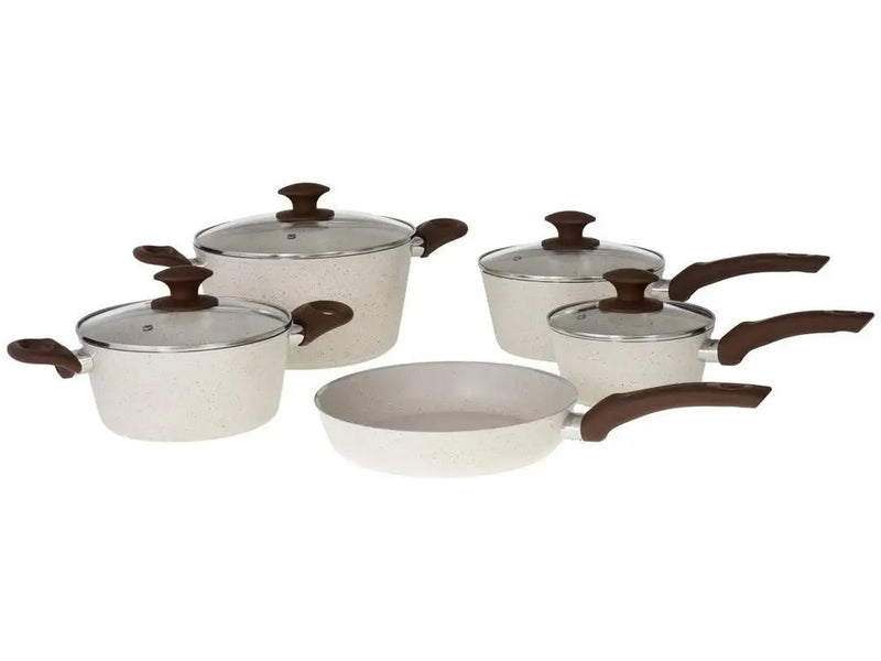 Conjunto de Panelas Brinox em Alumínio com Revestimento Cerâmico Vanilla 5 Peças – Optima