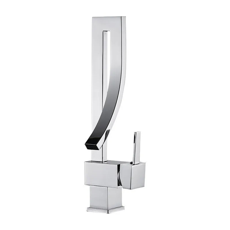 Torneira de Lavatório Quadrada BAKALA em Latão Elegante – Misturador de Pia de Luxo, Instalação de Bancada, Água Quente e Fria, Modelo FA-12504