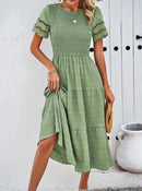 Vestido Elegante Feminino – Decote Vazado, Modelo A-Line, Temperamento, Casual, Verão, Nova Moda