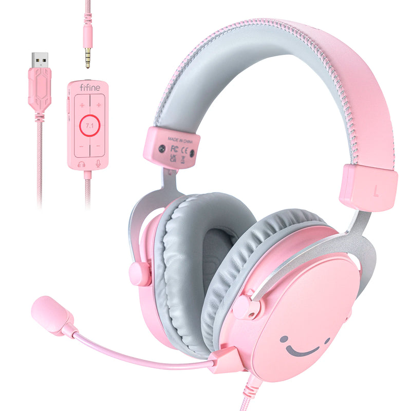 Headset Gamer FIFINE H9 com Som Surround 7.1, Controle de Volume e Interruptor de Mudo, Interface 3,5 mm ou USB para PC/Mac/PS4/PS5/Xbox