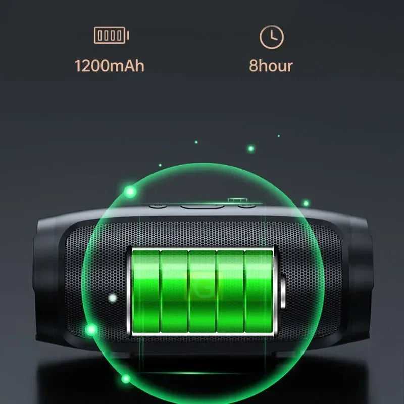 Caixa de Som Portátil com Subwoofer  Bluetooth – Estéreo Surround – À prova d’água – Sem fio Suporta Rádio FM e Cartão TF