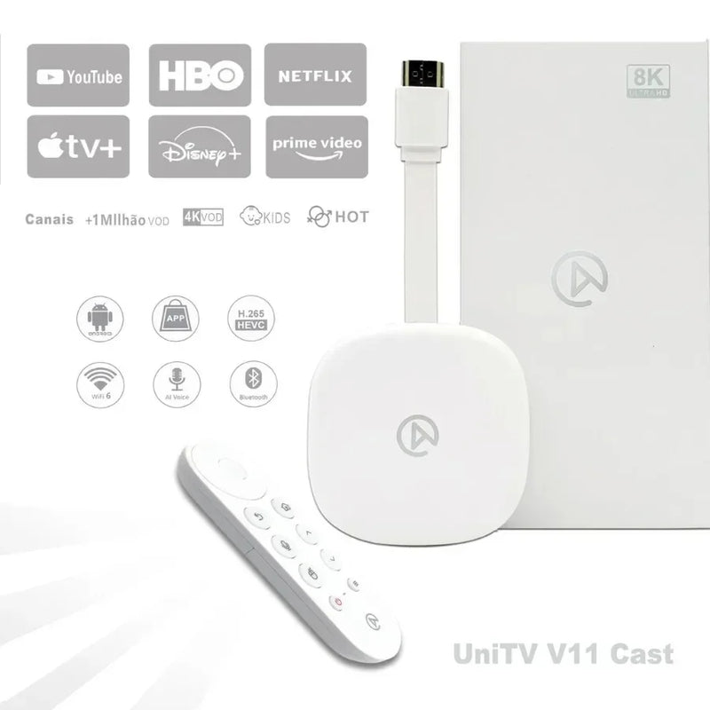 UNITV V11 – Conversor Smart TV Box Android 11, Wi-Fi, Assista Filmes, Séries, Desenhos e Canais em 1 Só Lugar